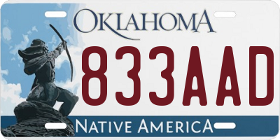 OK license plate 833AAD