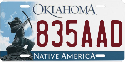OK license plate 835AAD
