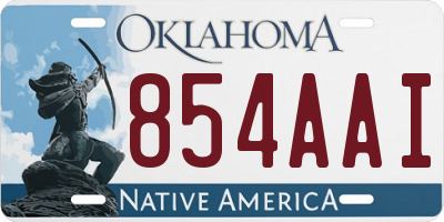 OK license plate 854AAI