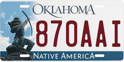 OK license plate 870AAI