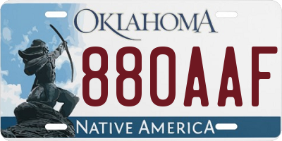 OK license plate 880AAF