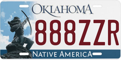 OK license plate 888ZZR