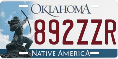 OK license plate 892ZZR