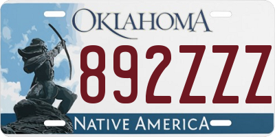 OK license plate 892ZZZ