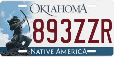 OK license plate 893ZZR