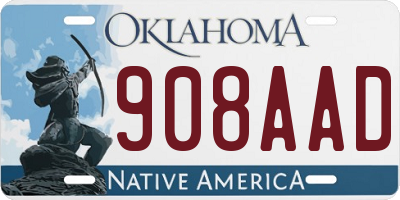 OK license plate 908AAD