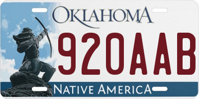 OK license plate 920AAB