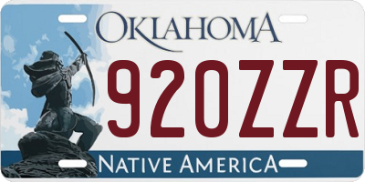 OK license plate 920ZZR