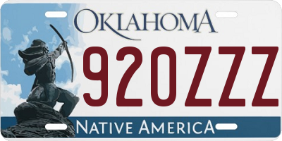 OK license plate 920ZZZ