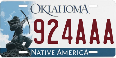 OK license plate 924AAA