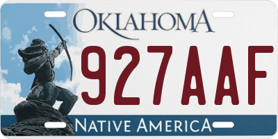 OK license plate 927AAF