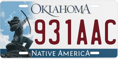 OK license plate 931AAC