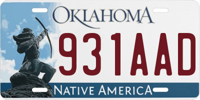 OK license plate 931AAD