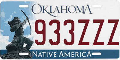 OK license plate 933ZZZ