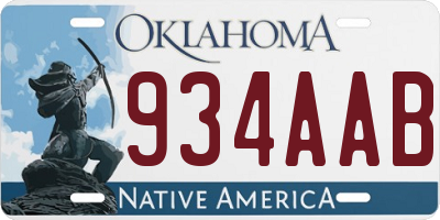 OK license plate 934AAB