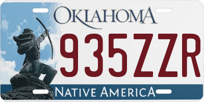 OK license plate 935ZZR