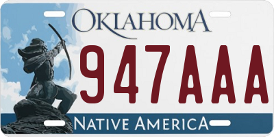 OK license plate 947AAA