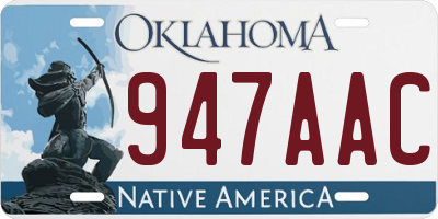 OK license plate 947AAC