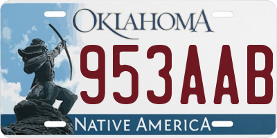 OK license plate 953AAB