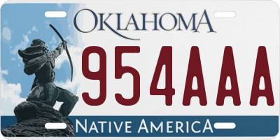 OK license plate 954AAA