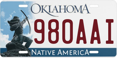 OK license plate 980AAI
