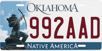 OK license plate 992AAD