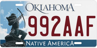 OK license plate 992AAF