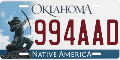 OK license plate 994AAD