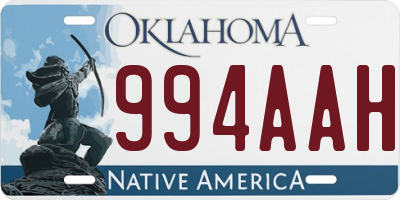 OK license plate 994AAH