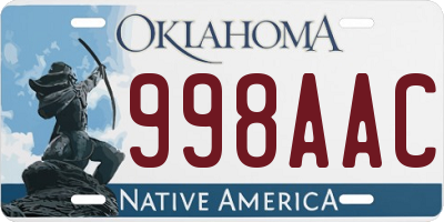 OK license plate 998AAC