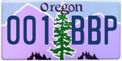 OR license plate 001BBP