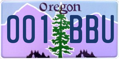 OR license plate 001BBU