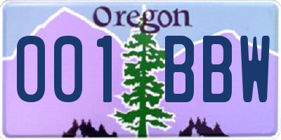 OR license plate 001BBW