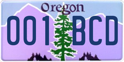 OR license plate 001BCD