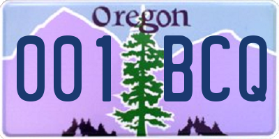 OR license plate 001BCQ