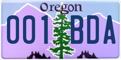 OR license plate 001BDA