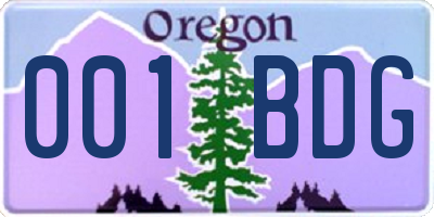 OR license plate 001BDG