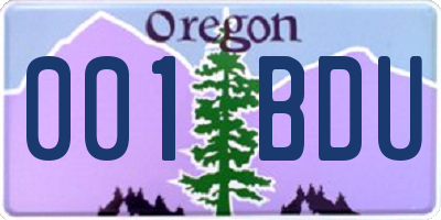 OR license plate 001BDU
