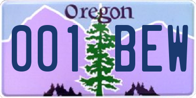 OR license plate 001BEW