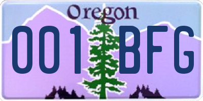 OR license plate 001BFG