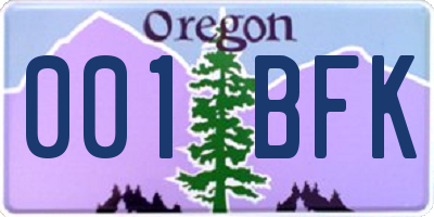 OR license plate 001BFK