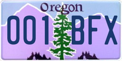 OR license plate 001BFX