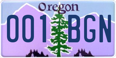 OR license plate 001BGN