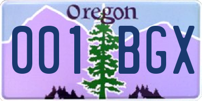 OR license plate 001BGX