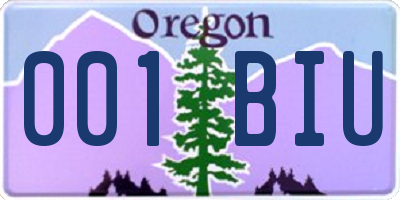 OR license plate 001BIU