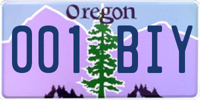 OR license plate 001BIY