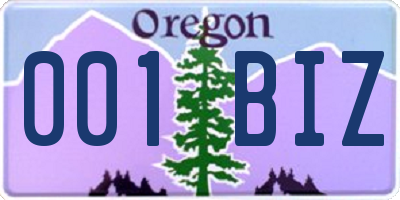 OR license plate 001BIZ