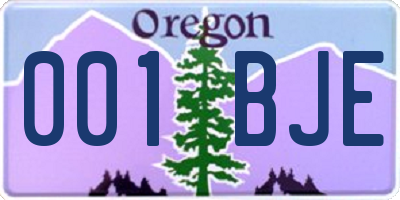 OR license plate 001BJE