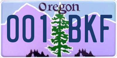 OR license plate 001BKF