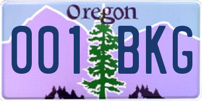 OR license plate 001BKG